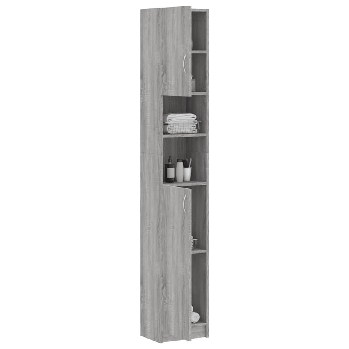 vidaXL Ντουλάπι Μπάνιου Γκρι Sonoma 32x25,5x190 εκ. Επεξεργασμένο Ξύλο