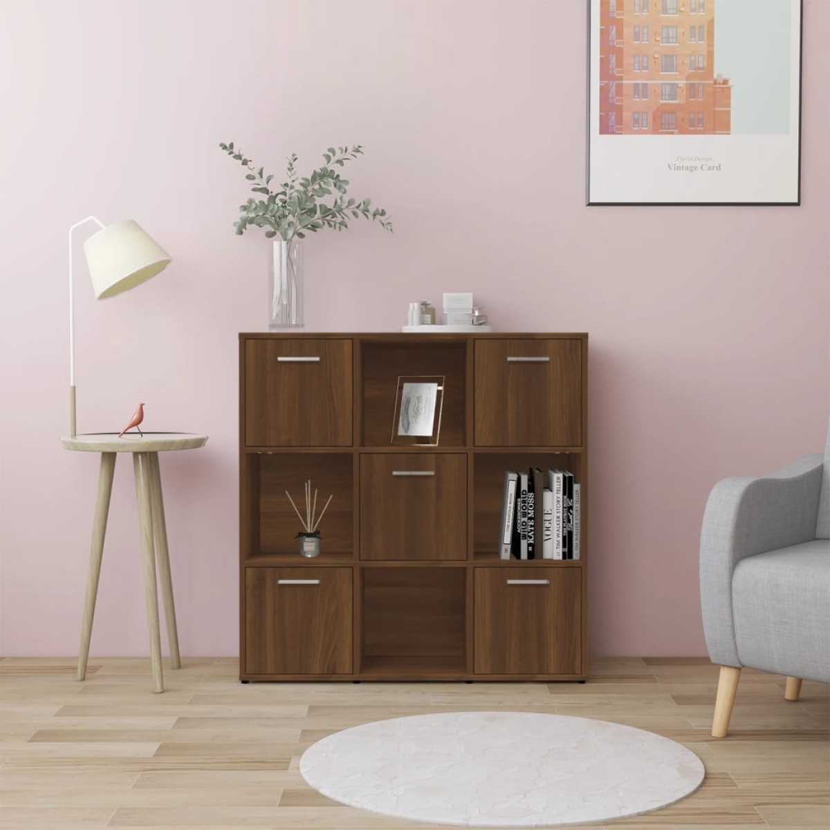 vidaXL Βιβλιοθήκη Καφέ Δρυς 90x30x90 εκ. από Επεξεργασμένο Ξύλο