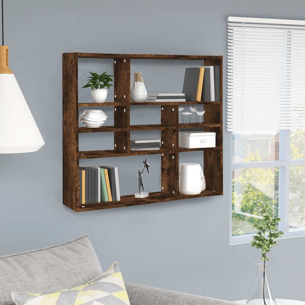 vidaXL Ραφιέρα Τοίχου Καπνιστή Δρυς 90x16x78 εκ. Επεξεργασμένο Ξύλο