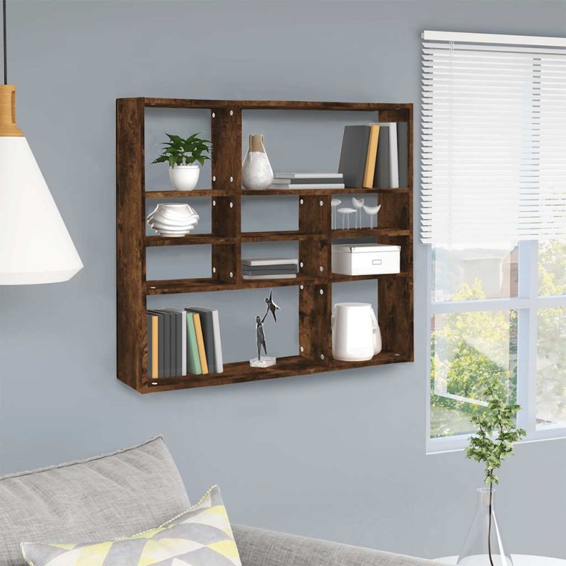 vidaXL Ραφιέρα Τοίχου Καπνιστή Δρυς 90x16x78 εκ. Επεξεργασμένο Ξύλο