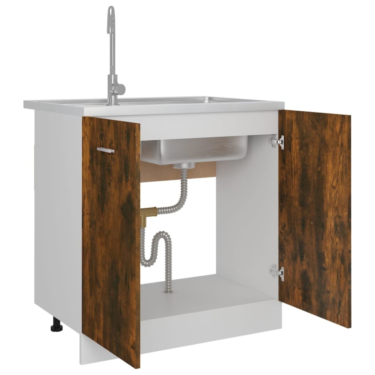 vidaXL Ντουλάπι Νεροχύτη Καπνιστή Δρυς 80x46x81,5 εκ. Επεξεργ. Ξύλο