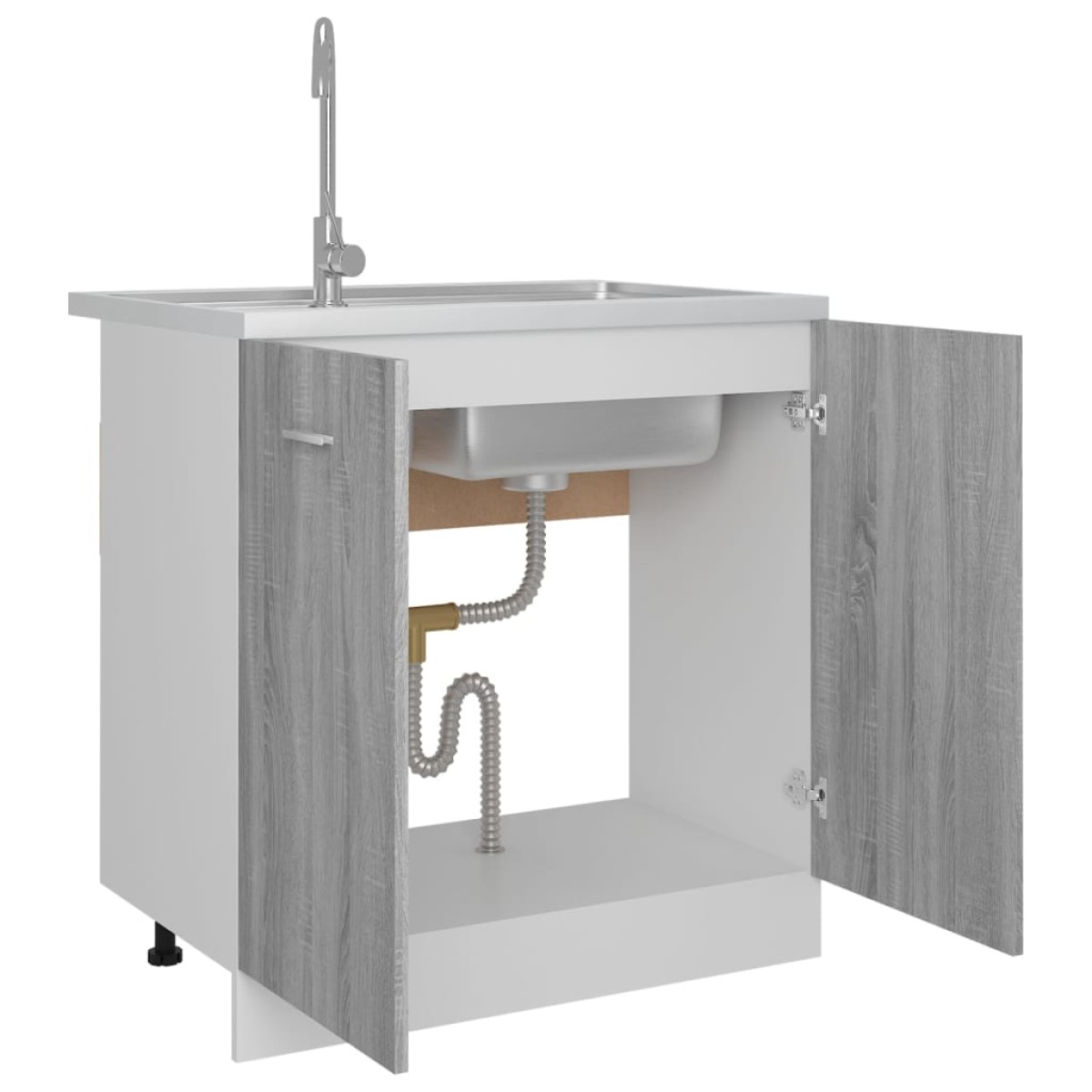 vidaXL Ντουλάπι Νιπτήρα Γκρι Sonoma 80x46x81,5 εκ. Επεξεργασμένο Ξύλο