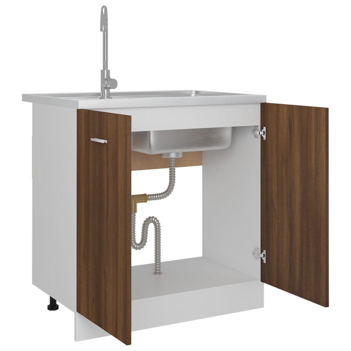 vidaXL Ντουλάπι Νιπτήρα Καφέ Δρυς 80x46x81,5 εκ. Επεξεργασμένο Ξύλο