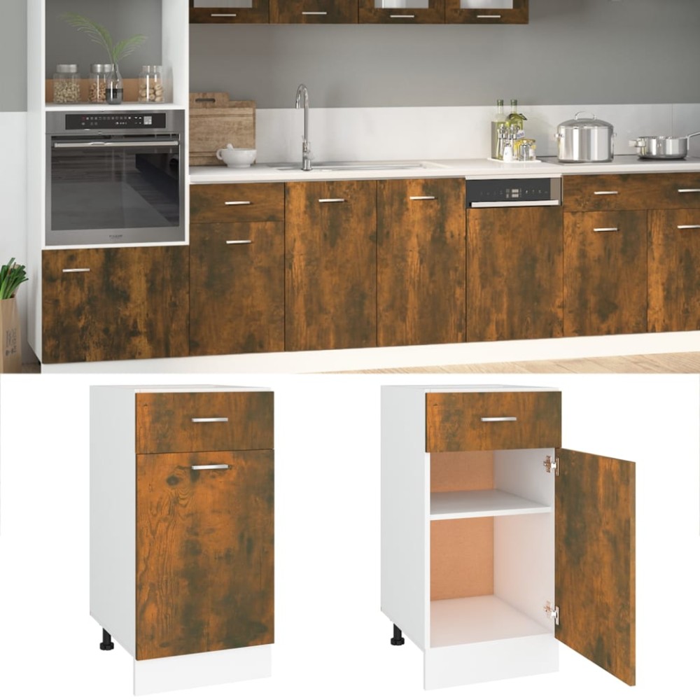 vidaXL Ντουλάπι με Συρτάρια "Lyon" Καπνιστή Δρυς 40x46x81,5 εκ. από Τεχνητό Ξύλο