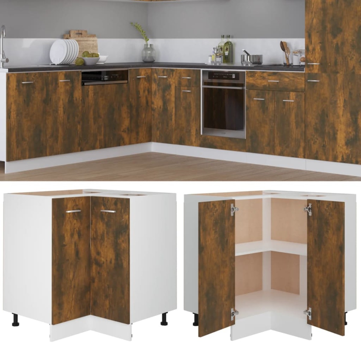 vidaXL Ντουλάπι Κουζίνας Καπνιστή Δρυς 75,5x75,5x80,5εκ. Επεξεργ. Ξύλο