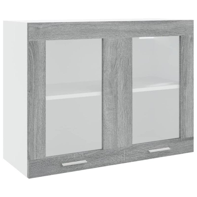 vidaXL Κρεμαστό Γυάλινο Ντουλάπι "Lyon" Γκρι Sonoma 80x31x60 εκ. από Τεχνητό Ξύλο