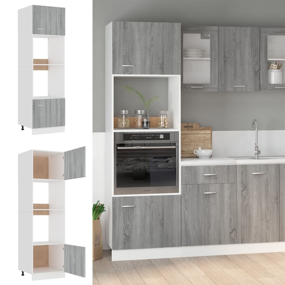 vidaXL Ντουλάπι Μικροκυμάτων "Lyon" Γκρι Sonoma 60x57x207 εκ. από Τεχνητό Ξύλο