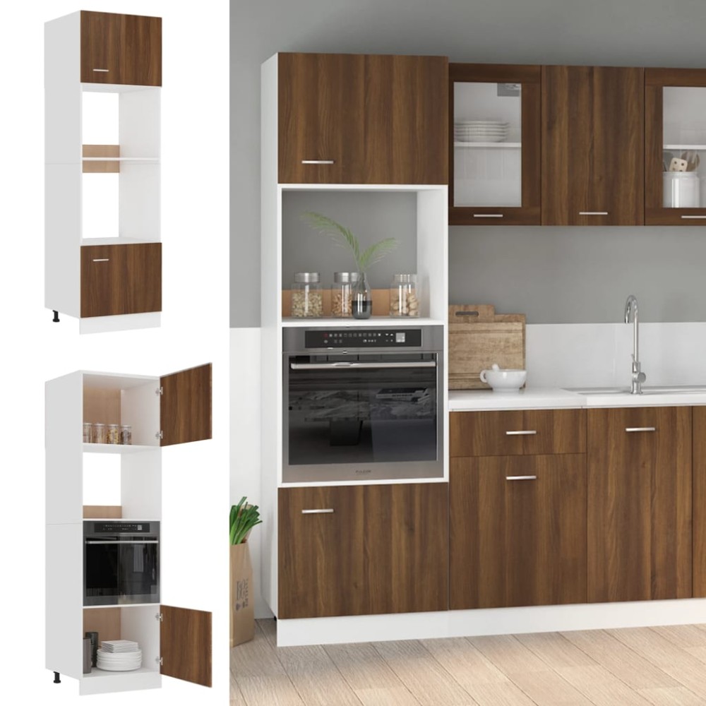 vidaXL Ντουλάπι Μικροκυμάτων "Lyon" Καφέ Δρυς 60x57x207 εκ. από Τεχνητό Ξύλο