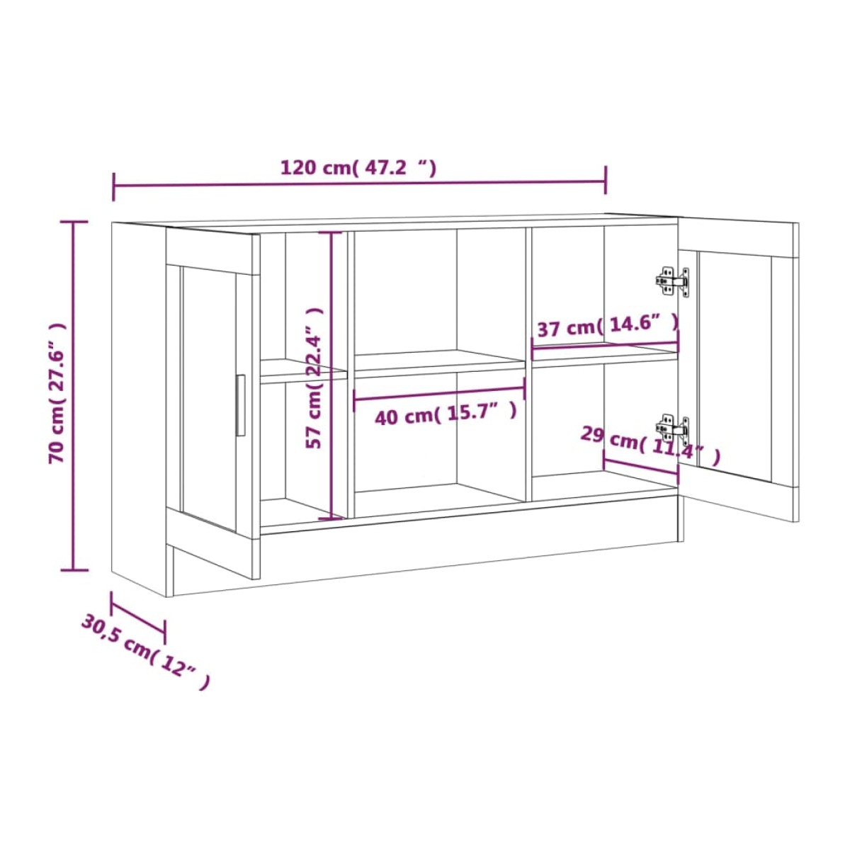 vidaXL Βιτρίνα Καπνιστή Δρυς 120x30,5x70 εκ. από Επεξεργασμένο Ξύλο