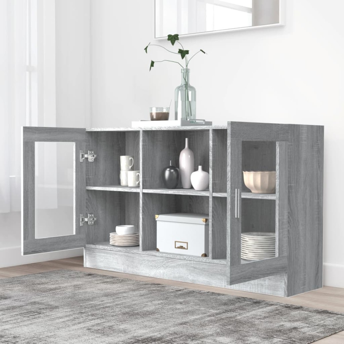 vidaXL Βιτρίνα Γκρι Sonoma 120x30,5x70 εκ. από Επεξεργασμένο Ξύλο