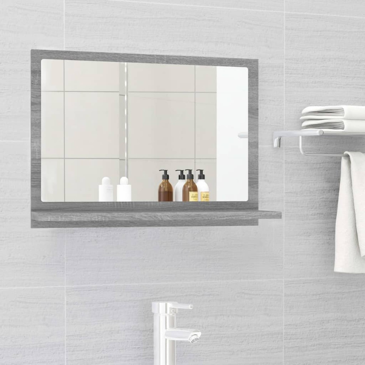 vidaXL Καθρέφτης Μπάνιου Γκρι Sonoma 60x10,5x37 εκ. Επεξεργασμένο Ξύλο