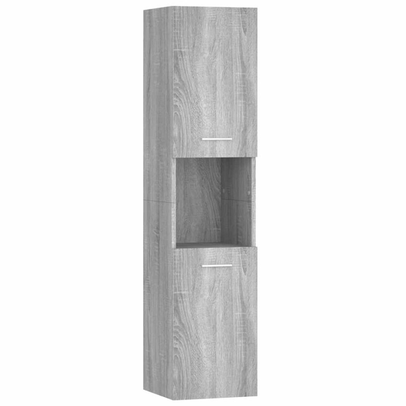 vidaXL Ντουλάπι Μπάνιου Γκρι Sonoma 30x30x130 εκ. Επεξεργασμένο Ξύλο