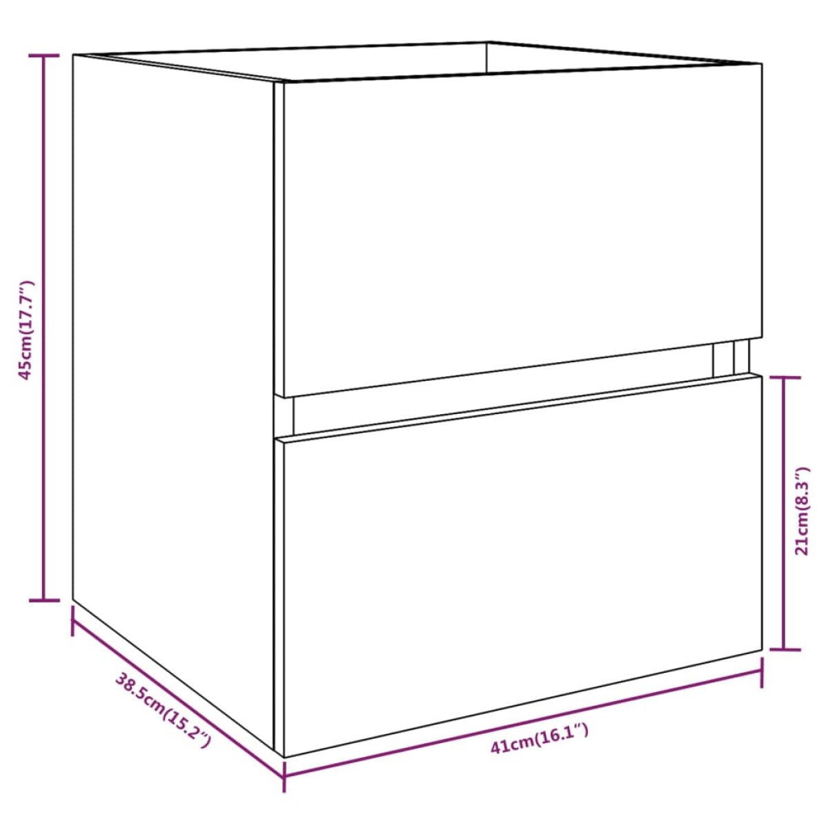 vidaXL Ντουλάπι Νιπτήρα Καπνιστή Δρυς 41 x 38,5 x 45 εκ. Επεξεργ. Ξύλο