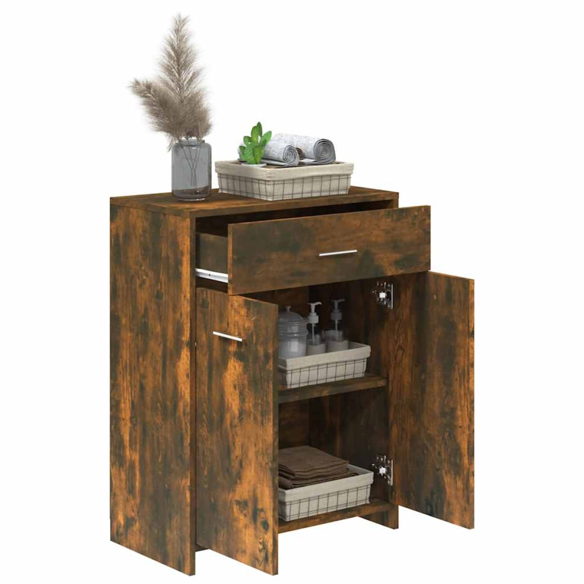 vidaXL Ντουλάπι Μπάνιου Καπνιστή Δρυς 60x33x80 εκ. Επεξεργασμένο Ξύλο