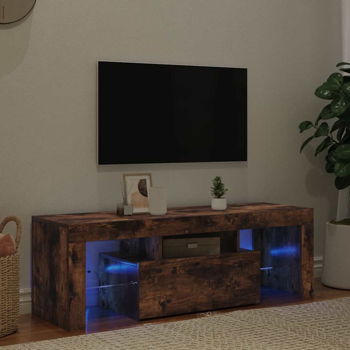 vidaXL Έπιπλο Τηλεόρασης με LED Καπνιστή Δρυς 120x35x40 εκ.