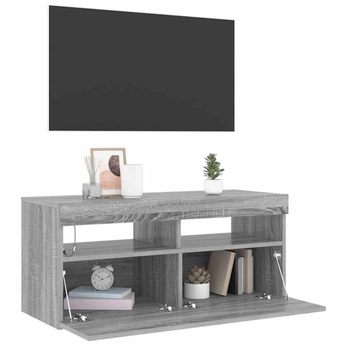 vidaXL Έπιπλο Τηλεόρασης με LED Γκρι Sonoma 90x35x40 εκ.