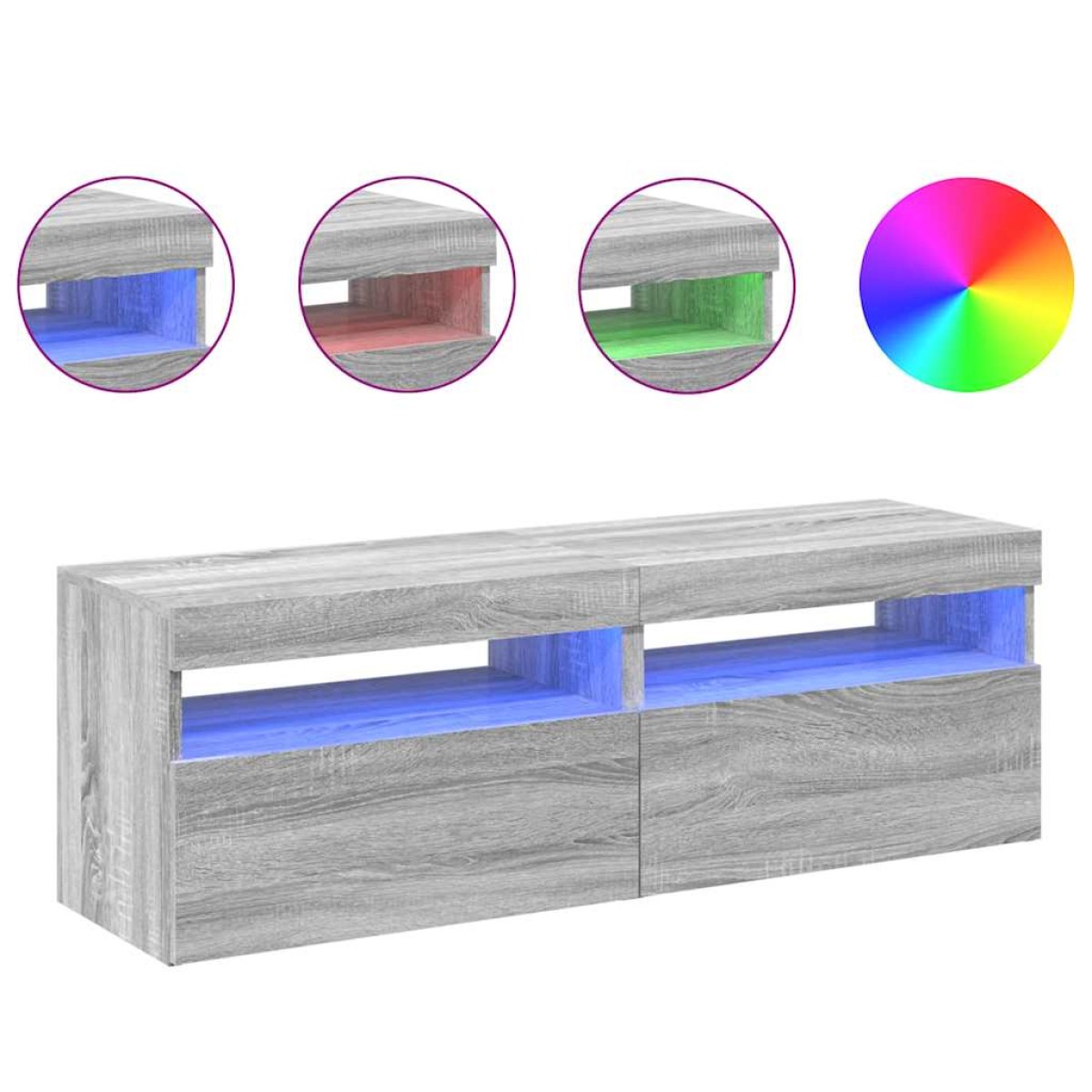 vidaXL Έπιπλα Τηλεόρασης με LED 2 τεμ. Γκρι Sonoma 60 x 35 x 40 εκ.