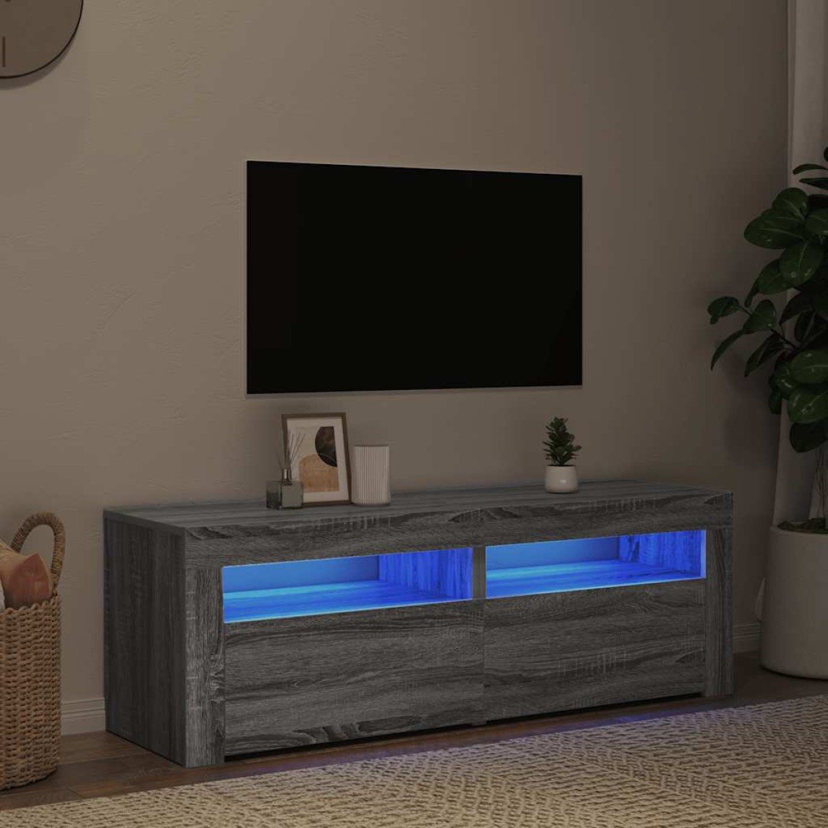 vidaXL Έπιπλο Τηλεόρασης με LED Γκρι Sonoma 120x35x40 εκ.