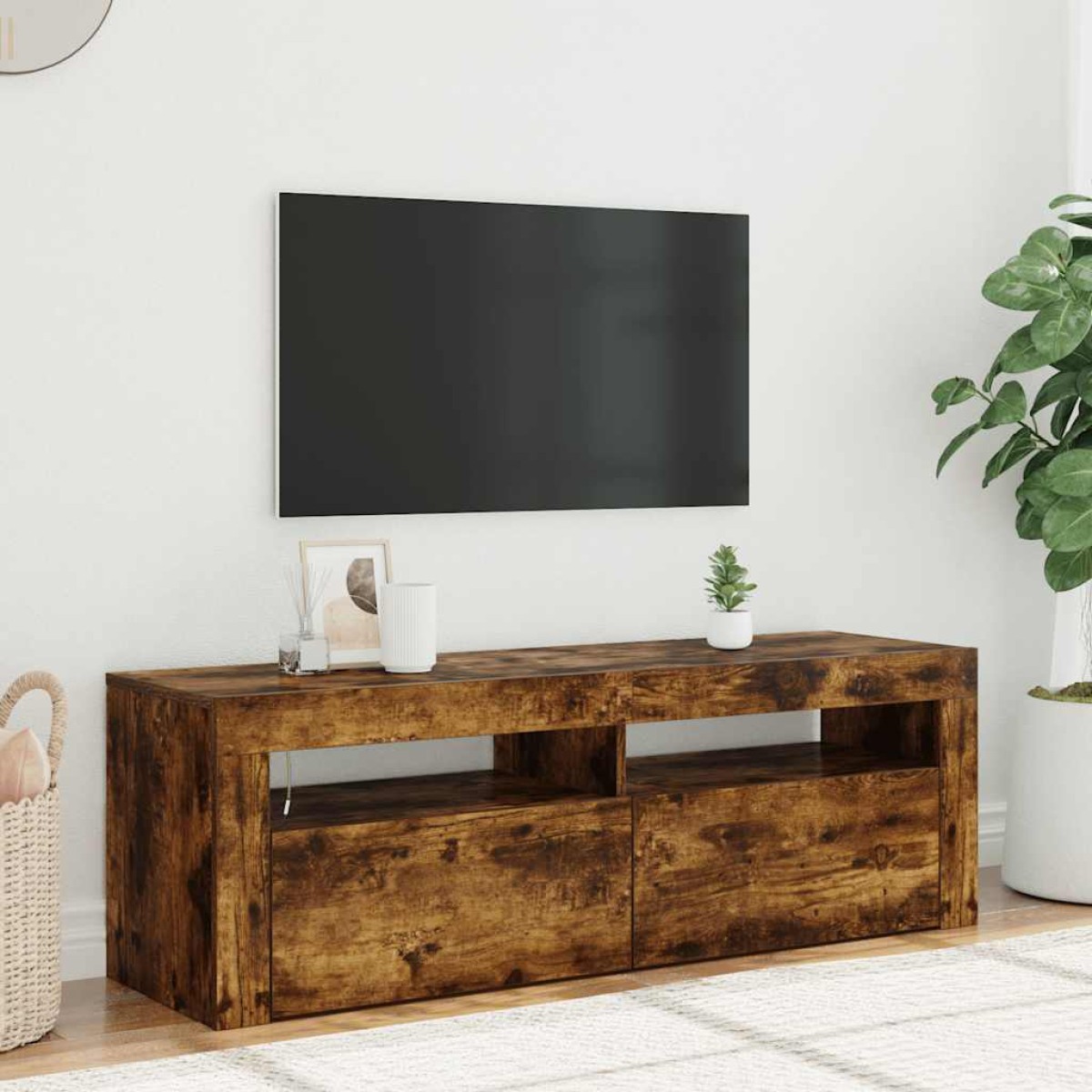 vidaXL Έπιπλο Τηλεόρασης με LED Καπνιστή Δρυς 120 x 35 x 40 εκ.