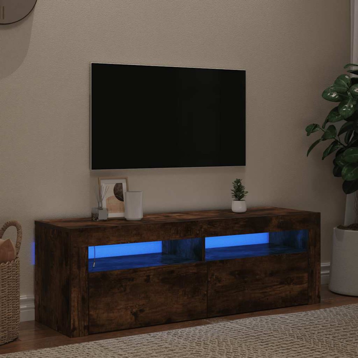 vidaXL Έπιπλο Τηλεόρασης με LED Καπνιστή Δρυς 120 x 35 x 40 εκ.
