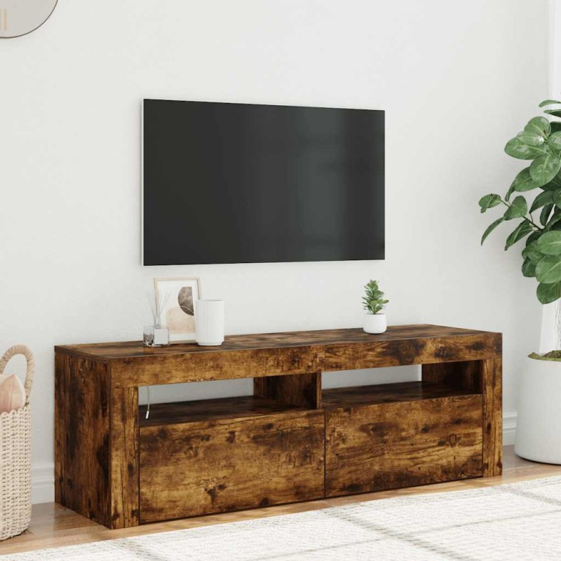 vidaXL Έπιπλο Τηλεόρασης με LED Καπνιστή Δρυς 120 x 35 x 40 εκ.