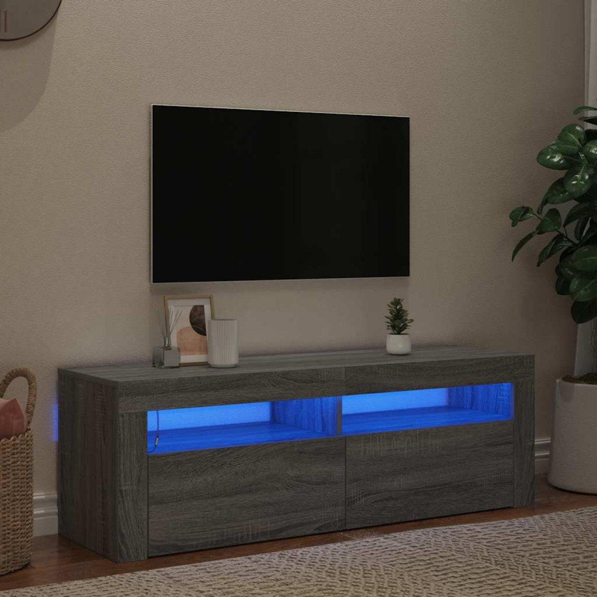 vidaXL Έπιπλο Τηλεόρασης με LED Γκρι Sonoma 120x35x40 εκ.