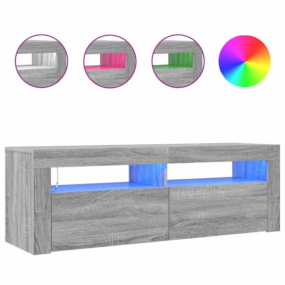 vidaXL Έπιπλο Τηλεόρασης με LED Γκρι Sonoma 120x35x40 εκ.