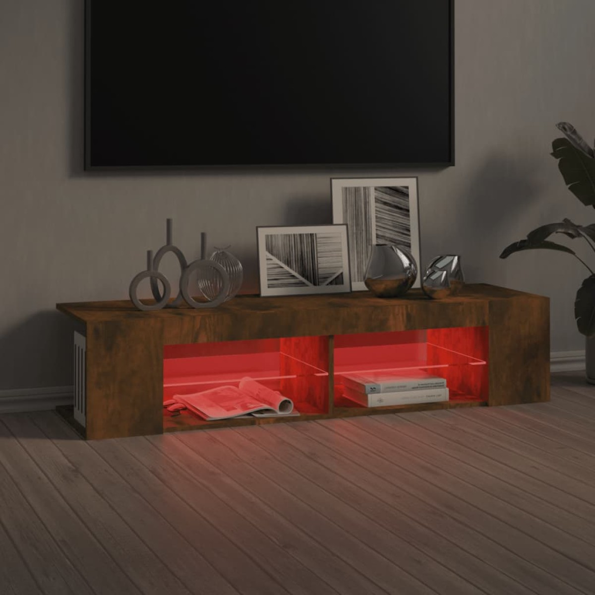 vidaXL Έπιπλο Τηλεόρασης με LED Καπνιστή Δρυς 135x39x30 εκ.