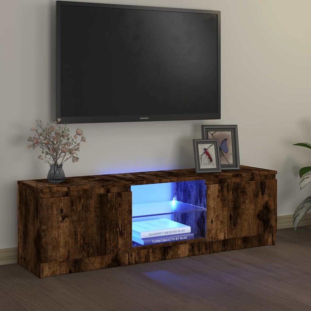 vidaXL Έπιπλο Τηλεόρασης με LED Καπνιστή Δρυς 120x30x36 εκ.