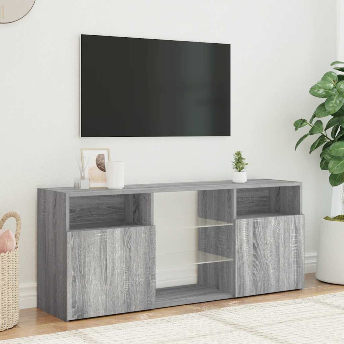 vidaXL Έπιπλο Τηλεόρασης με LED Γκρι Sonoma 120 x 30 x 50 εκ.