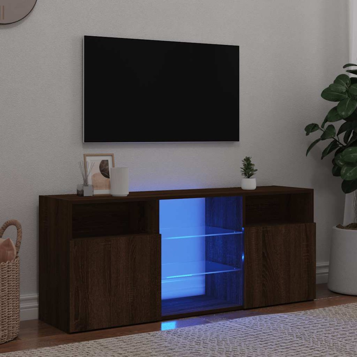vidaXL Έπιπλο Τηλεόρασης με LED Καφέ Δρυς 120 x 30 x 50 εκ.