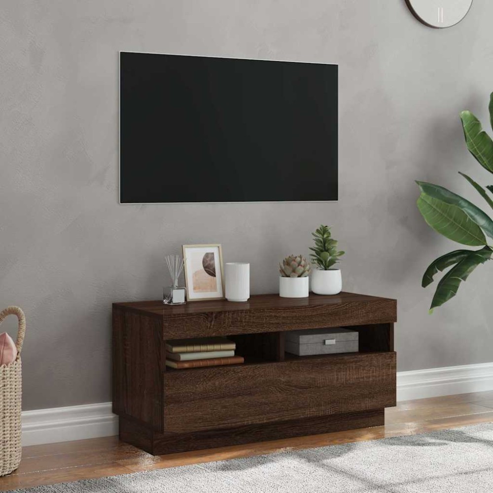 vidaXL Έπιπλο Τηλεόρασης με LED Καφέ Δρυς 80x35x40 εκ.