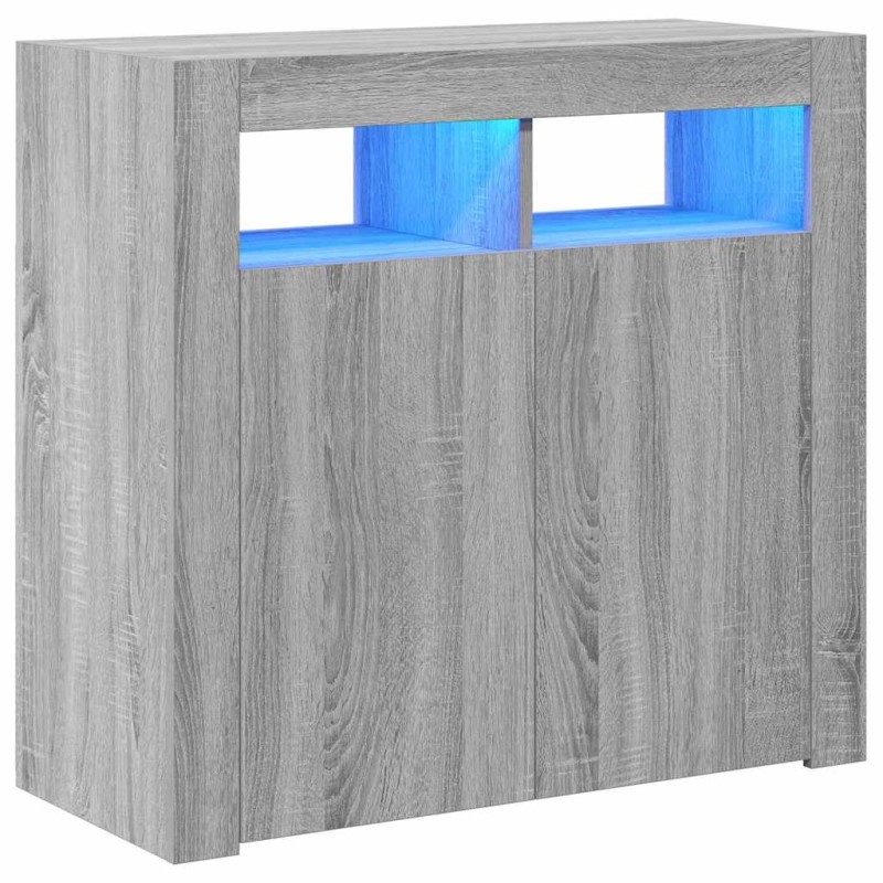 vidaXL Μπουφές με LED Γκρι Sonoma 80x35x75 εκ.