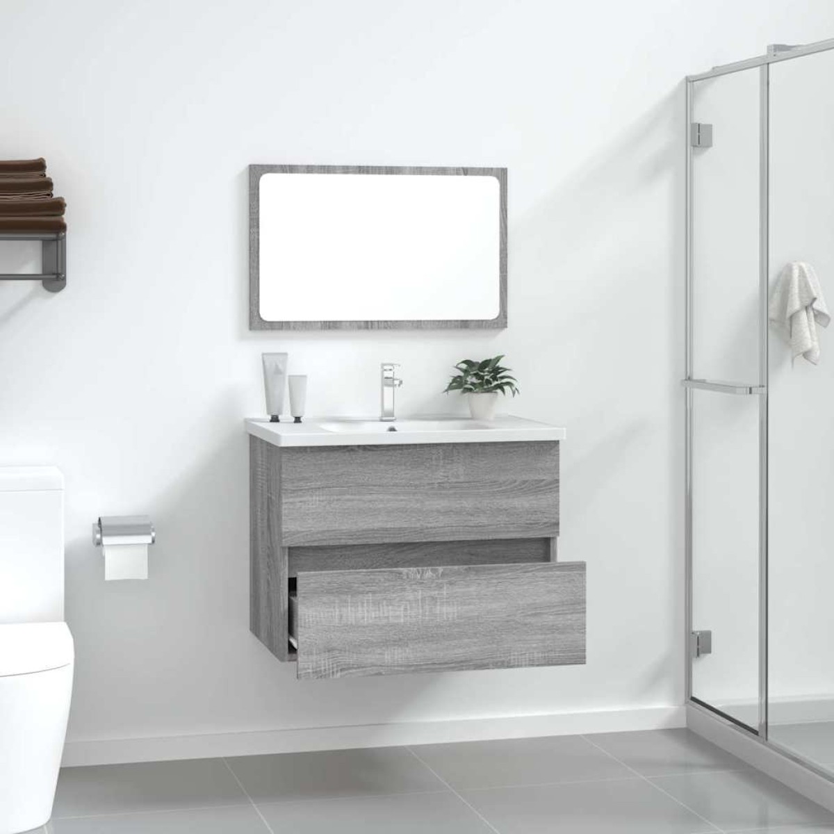 vidaXL Σετ Επίπλων Μπάνιου 2 Τεμαχίων Γκρι sonoma από Τεχν. Ξύλο