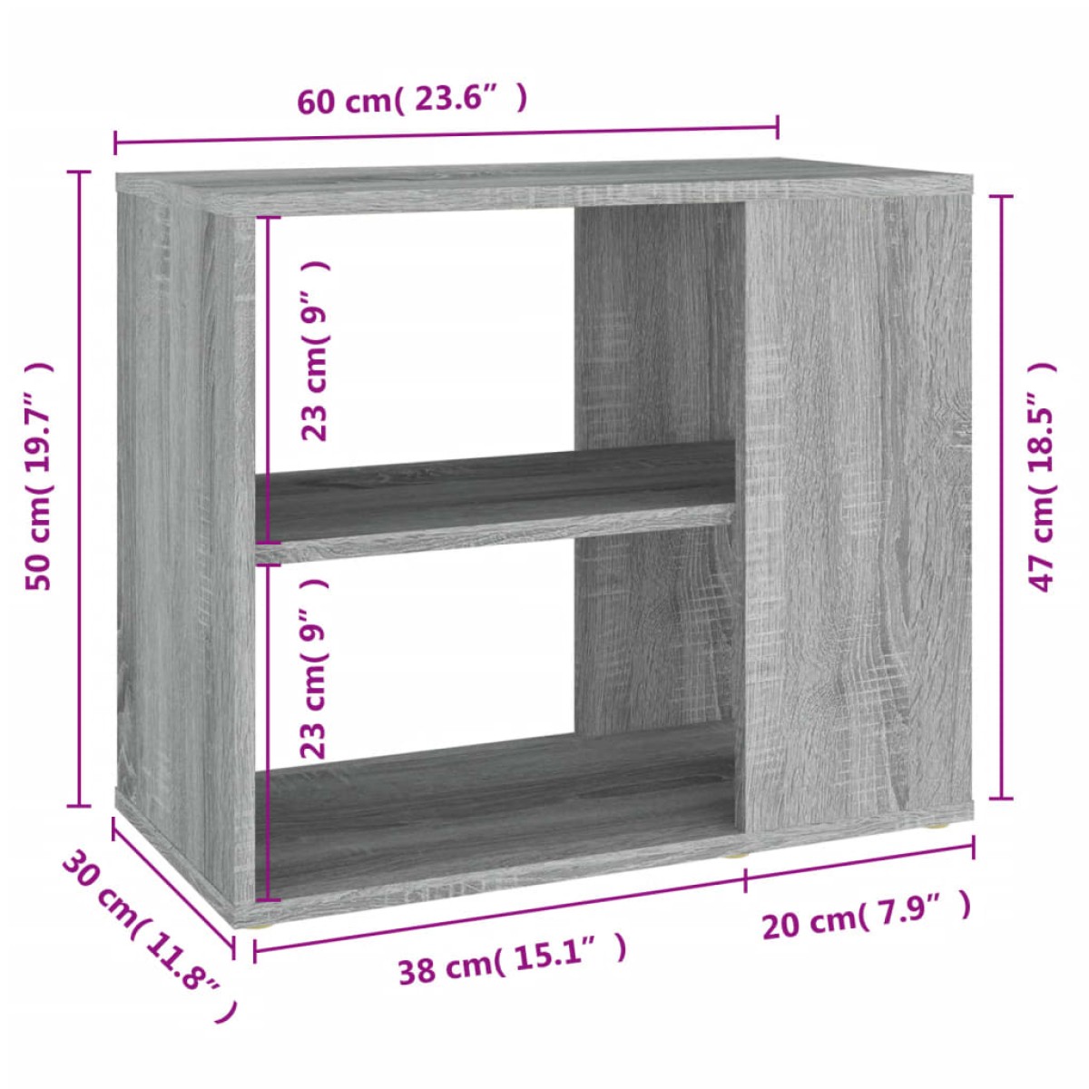 vidaXL Βοηθητικό Έπιπλο6 Γκρι Sonoma 80x30x50 εκ. από Επεξεργ. Ξύλο