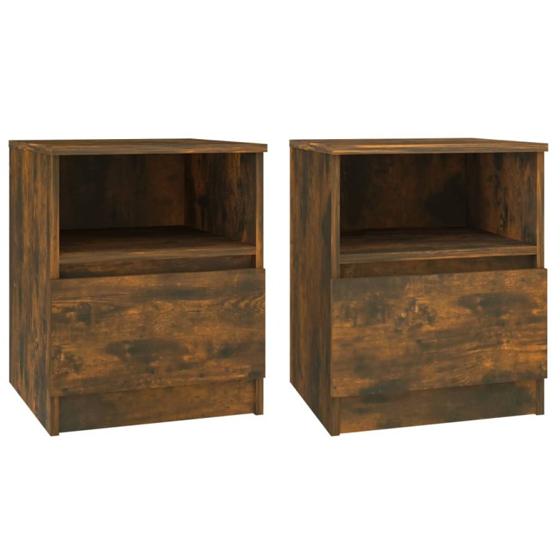 vidaXL Κομοδίνα 2 τεμ. Καπνιστή Δρυς 40x40x50 εκ. από Επεξεργ. Ξύλο