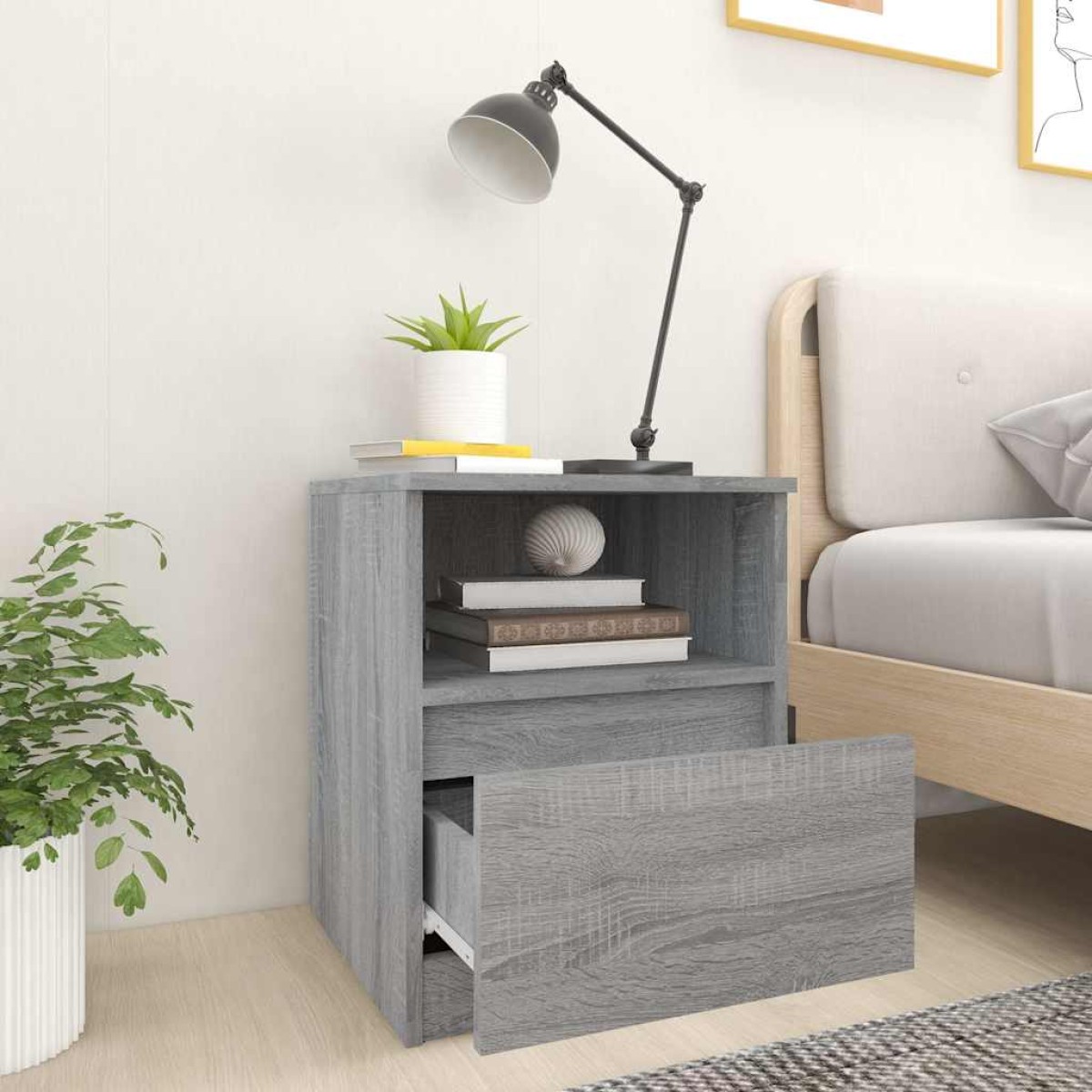 vidaXL Κομοδίνα 2 τεμ. Γκρι Sonoma 40x40x50 εκ. από Επεξεργασμένο Ξύλο