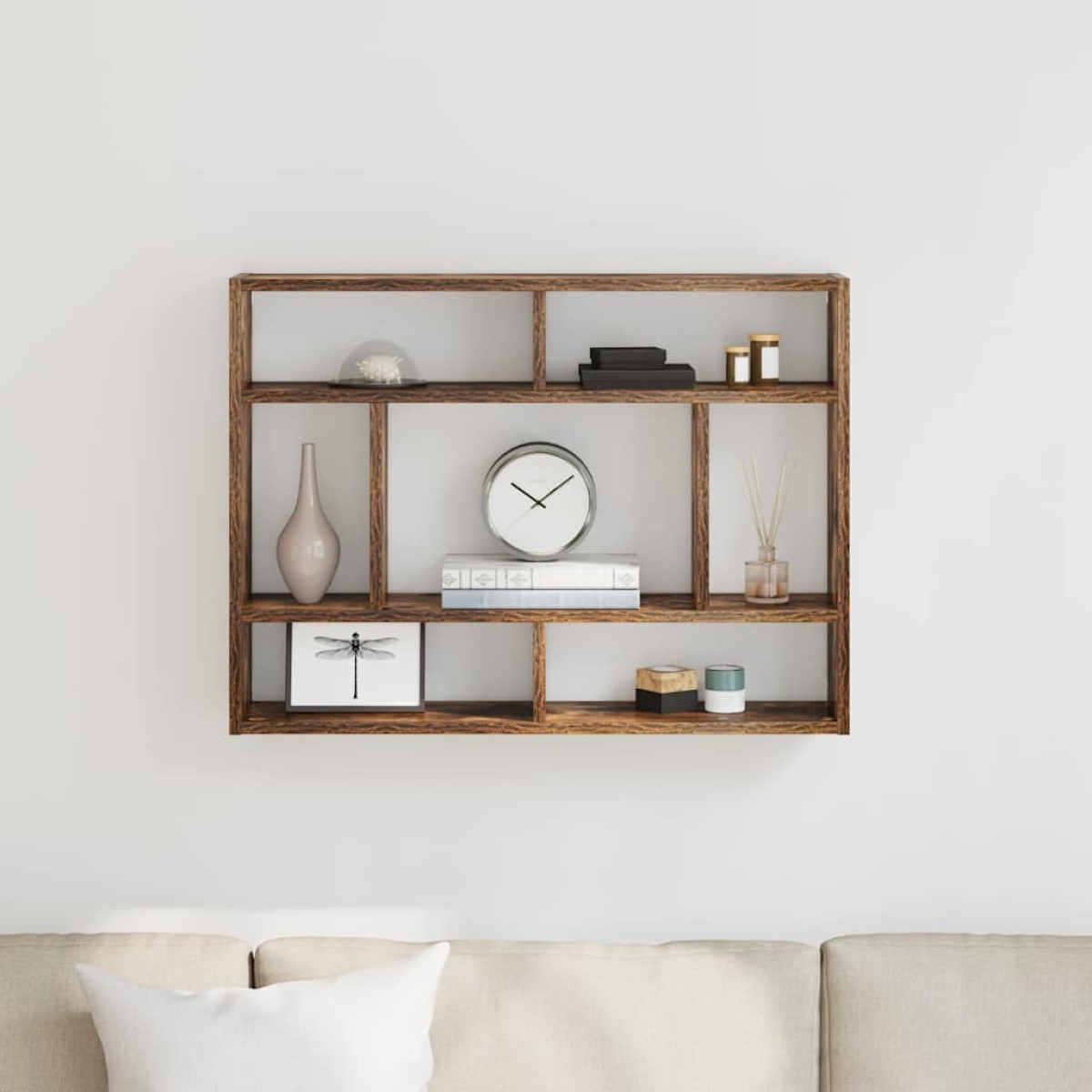 vidaXL Ραφιέρα Τοίχου Καπνιστή Δρυς 75 x 16 x 55 εκ. από Επεξεργ. Ξύλο