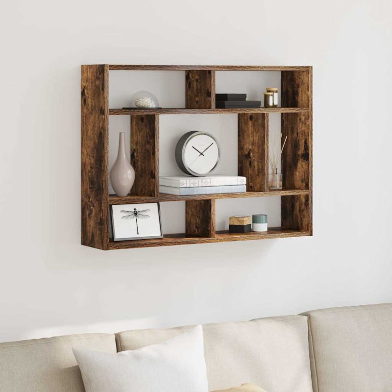 vidaXL Ραφιέρα Τοίχου Καπνιστή Δρυς 75 x 16 x 55 εκ. από Επεξεργ. Ξύλο