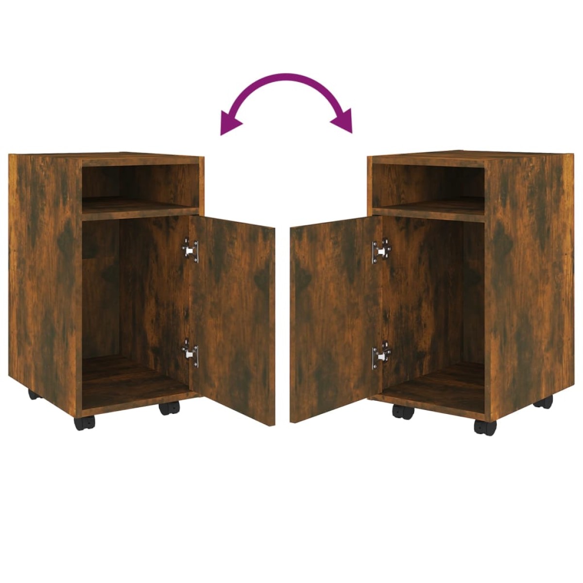 vidaXL Ντουλάπι με Ροδάκια Καπνιστή Δρυς 33x38x60 εκ. Επεξεργ. ξύλο