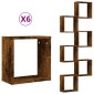 vidaXL Ράφια Τοίχου Κύβοι 6 τεμ. Καπνιστή Δρυς 30x15x30 εκ.