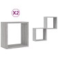 vidaXL Ράφια Τοίχου Κύβοι 2 τεμ. Γκρι Sonoma 30x15x30 εκ.