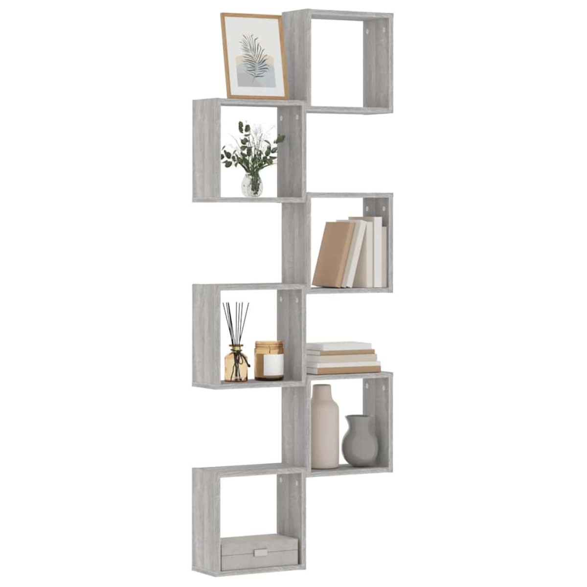 vidaXL Ράφια Τοίχου Κύβοι 6 τεμ. Γκρι Sonoma 30x15x30 εκ.