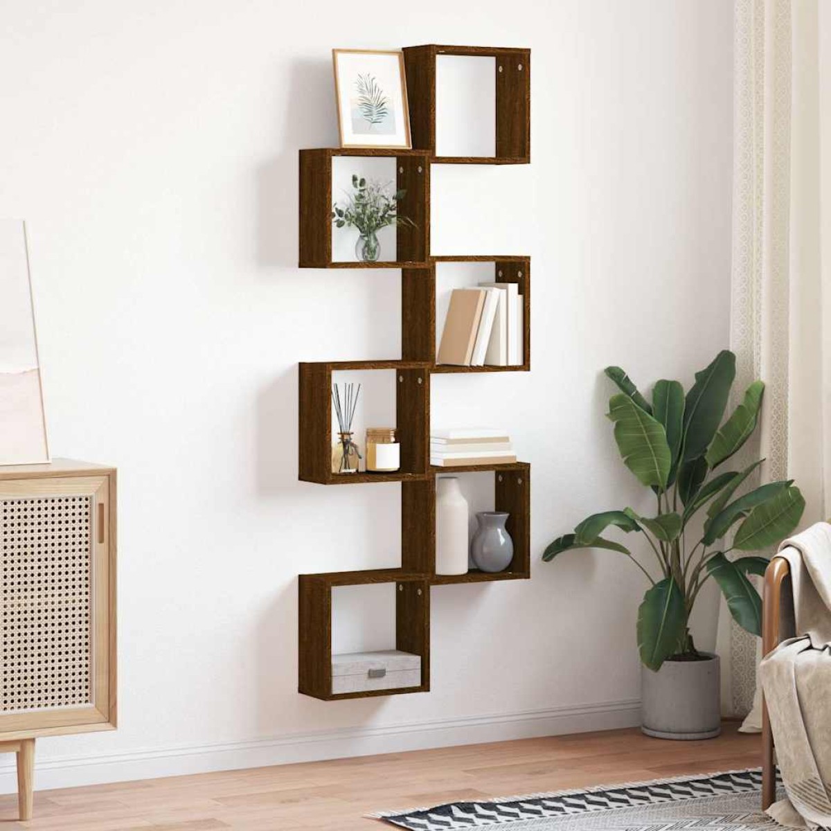 vidaXL Ράφια Τοίχου Κύβοι 6 τεμ. Καφέ Δρυς 30x15x30 εκ.