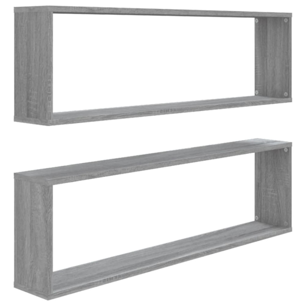 vidaXL Ραφιέρες Τοίχου Κύβος 2 τεμ Γκρι Sonoma 100x15x30εκ. Επεξ. Ξύλο
