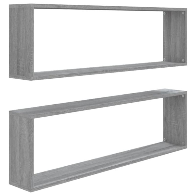 vidaXL Ραφιέρες Τοίχου Κύβος 2 τεμ Γκρι Sonoma 100x15x30εκ. Επεξ. Ξύλο