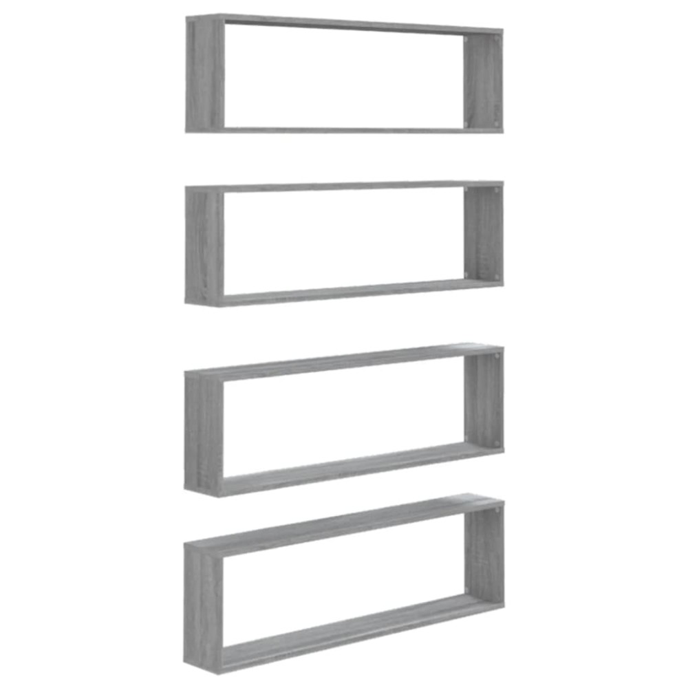 vidaXL Ραφιέρες Τοίχου Κύβος 4 τεμ Γκρι Sonoma 100x15x30εκ. Επεξ. Ξύλο