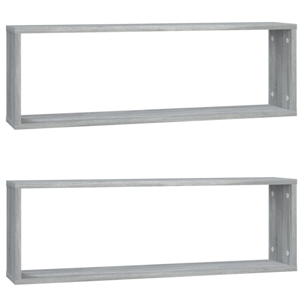 vidaXL Ραφιέρες Τοίχου Κύβος 2 τεμ Γκρι Sonoma 80x15x26,5 εκ. Επ. Ξύλο