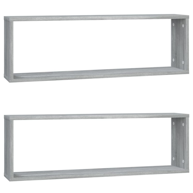 vidaXL Ραφιέρες Τοίχου Κύβος 2 τεμ Γκρι Sonoma 80x15x26,5 εκ. Επ. Ξύλο