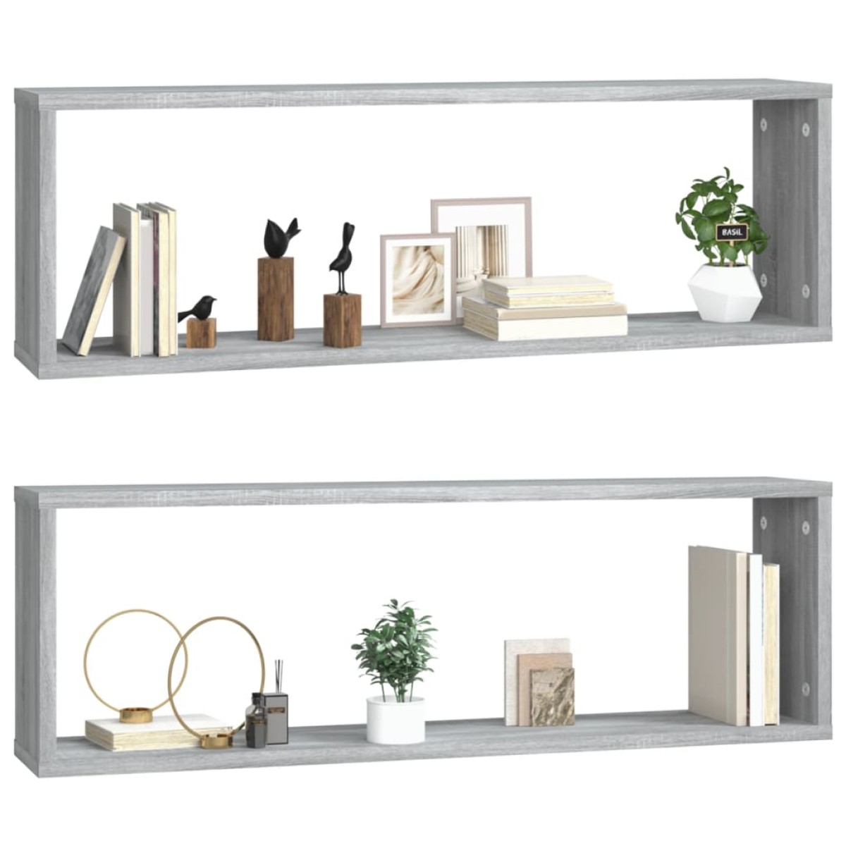 vidaXL Ραφιέρες Τοίχου Κύβος 2 τεμ Γκρι Sonoma 80x15x26,5 εκ. Επ. Ξύλο